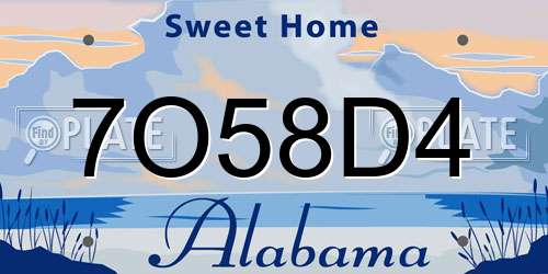 7O58D4 Alabama License Plate