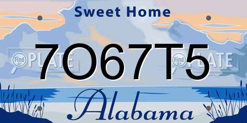 7O67T5 Alabama License Plate