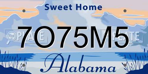 7O75M5 Alabama License Plate