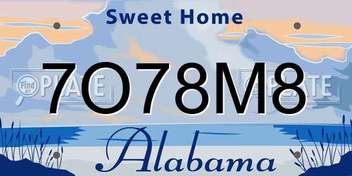 7O78M8 Alabama License Plate