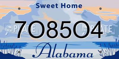 7O85O4 Alabama License Plate