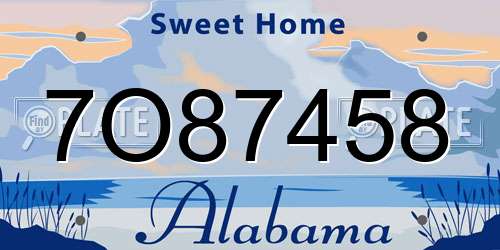7O87458 Alabama License Plate