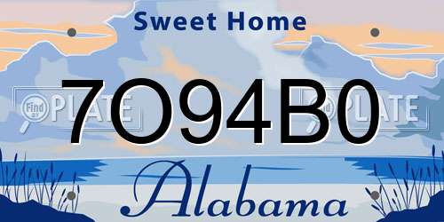 7O94B0 Alabama License Plate