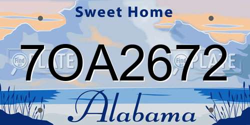 7OA2672 Alabama License Plate