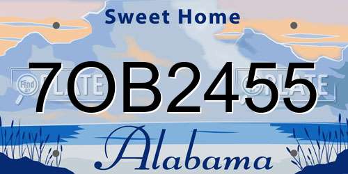 7OB2455 Alabama License Plate