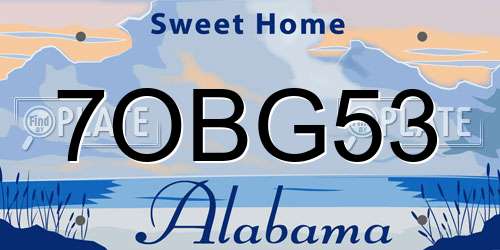 7OBG53 Alabama License Plate