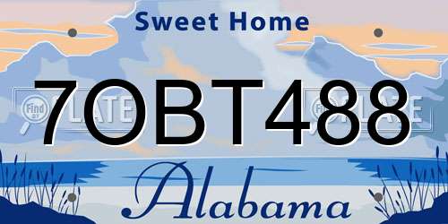 7OBT488 Alabama License Plate
