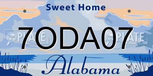 7ODA07 Alabama License Plate