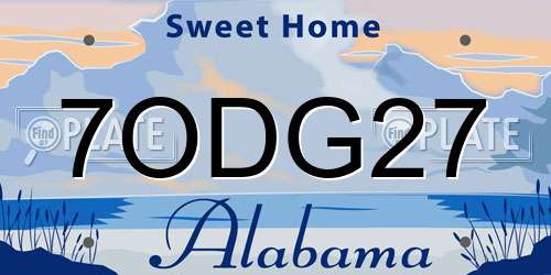 7ODG27 Alabama License Plate