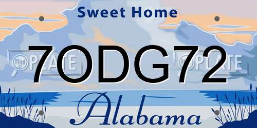 7ODG72 Alabama License Plate