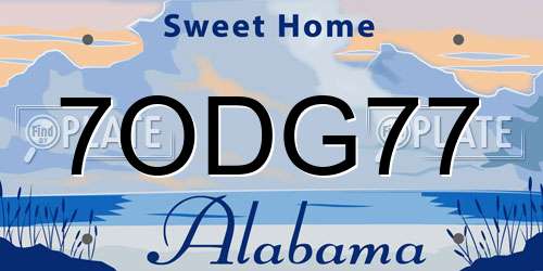 7ODG77 Alabama License Plate