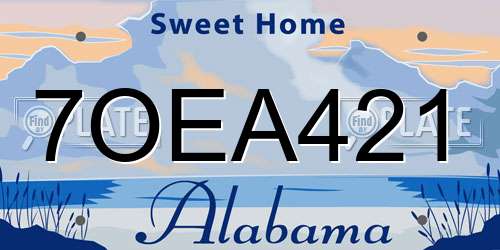 7OEA421 Alabama License Plate