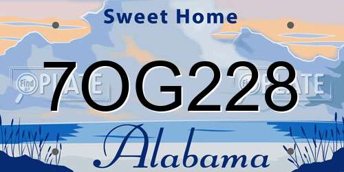 7OG228 Alabama License Plate
