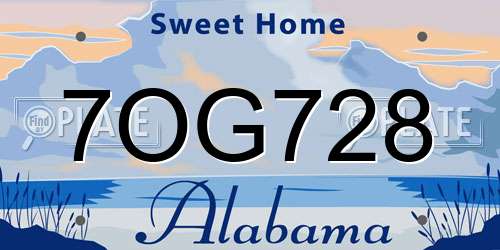 7OG728 Alabama License Plate