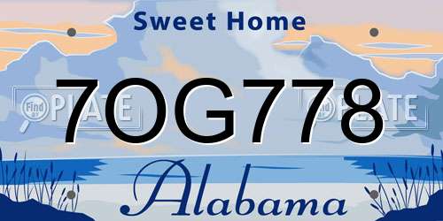7OG778 Alabama License Plate