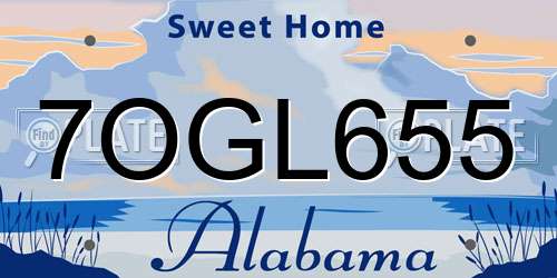 7OGL655 Alabama License Plate