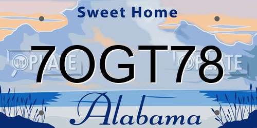 7OGT78 Alabama License Plate