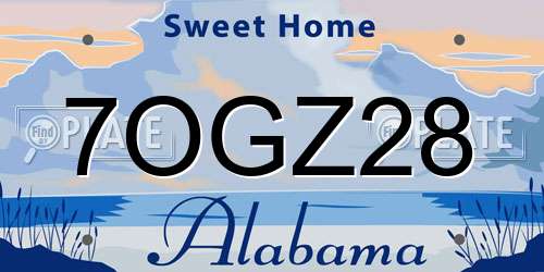 7OGZ28 Alabama License Plate