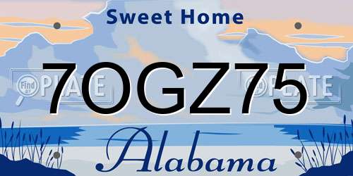 7OGZ75 Alabama License Plate