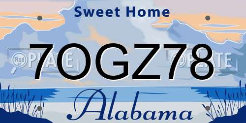 7OGZ78 Alabama License Plate