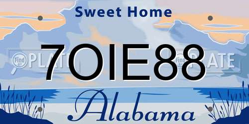 7OIE88 Alabama License Plate