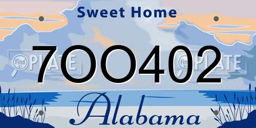 7OO402 Alabama License Plate