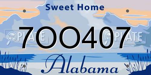 7OO407 Alabama License Plate