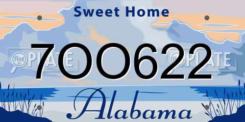 7OO622 Alabama License Plate