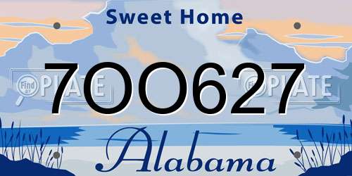 7OO627 Alabama License Plate