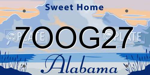 7OOG27 Alabama License Plate