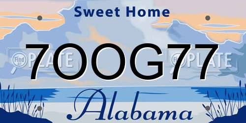 7OOG77 Alabama License Plate