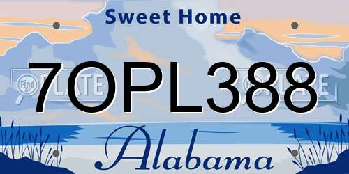 7OPL388 Alabama License Plate