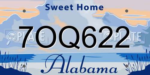 7OQ622 Alabama License Plate