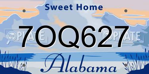 7OQ627 Alabama License Plate