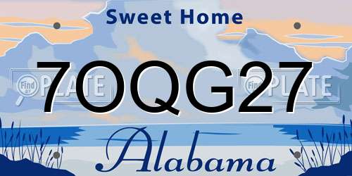 7OQG27 Alabama License Plate