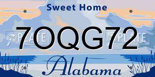 7OQG72 Alabama License Plate