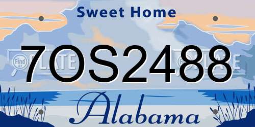 7OS2488 Alabama License Plate