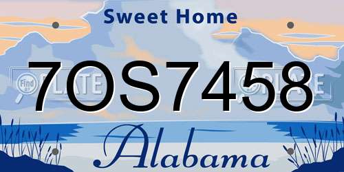 7OS7458 Alabama License Plate