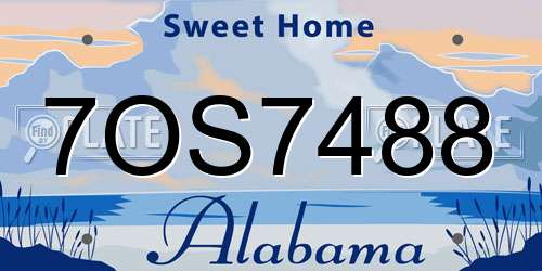 7OS7488 Alabama License Plate