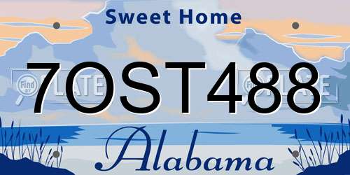 7OST488 Alabama License Plate