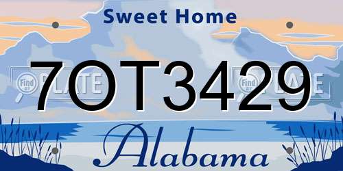 7OT3429 Alabama License Plate