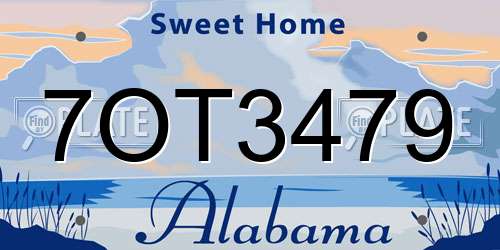 7OT3479 Alabama License Plate