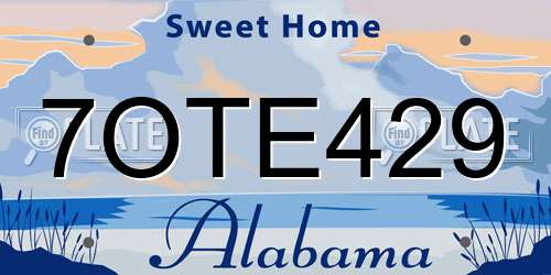 7OTE429 Alabama License Plate