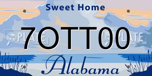 7OTT00 Alabama License Plate