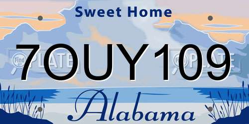 7OUY109 Alabama License Plate