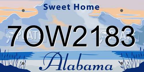 7OW2183 Alabama License Plate
