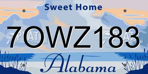 7OWZ183 Alabama License Plate