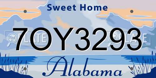 7OY3293 Alabama License Plate