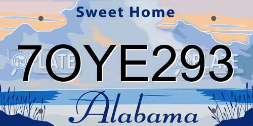 7OYE293 Alabama License Plate