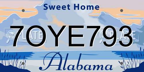7OYE793 Alabama License Plate